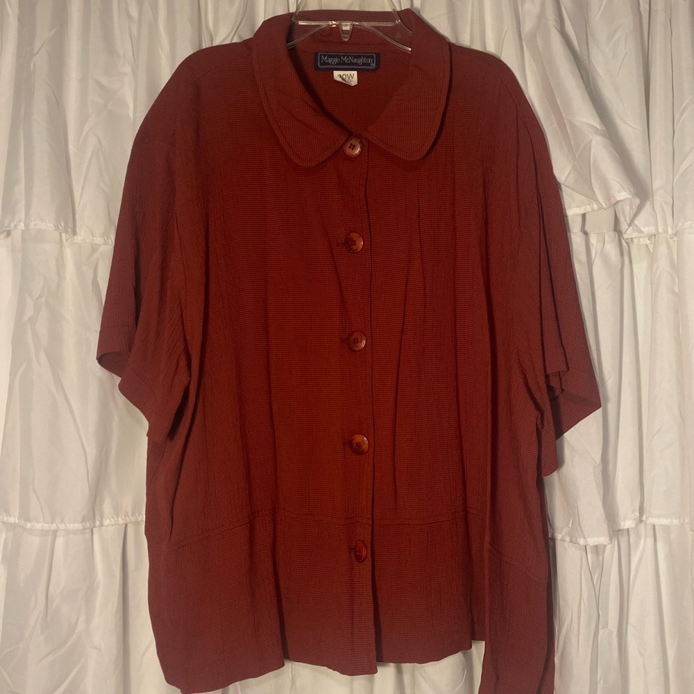 Women's Red Button-Up Top
